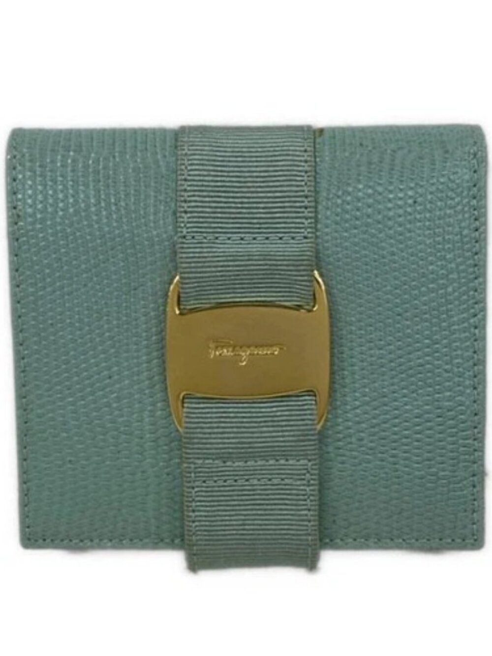 Salvatore Ferragamo Vara 223053 Light Green Leather Chemical Fiber